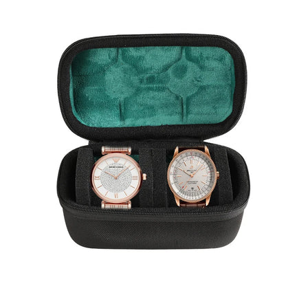 2/3/5 Slots Watch Travel Case,Hard Watch Roll, Travel Watch Organizer Case with Form-Fitting Pillow, Red Microfiber Lining