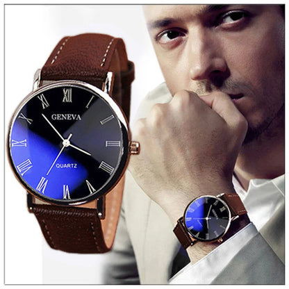 Men'S Watch Fashion Luxury Faux Leather Mens Quartz Analog Watch Watches Watches for Men on Sale Clearance