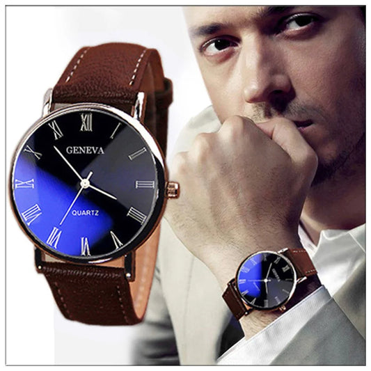 Men'S Watch Fashion Luxury Faux Leather Mens Quartz Analog Watch Watches Watches for Men on Sale Clearance