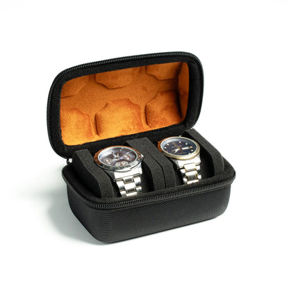 2/3/5 Slots Watch Travel Case,Hard Watch Roll, Travel Watch Organizer Case with Form-Fitting Pillow, Red Microfiber Lining