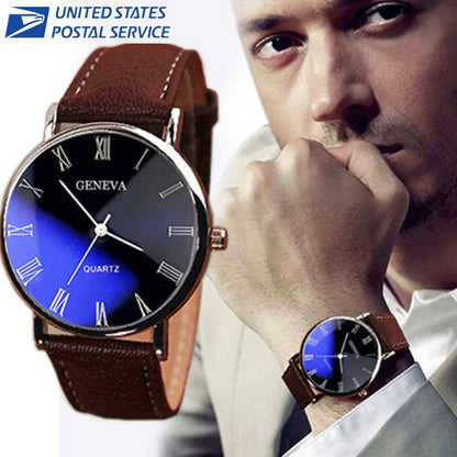 Men'S Watch Fashion Luxury Faux Leather Mens Quartz Analog Watch Watches Watches for Men on Sale Clearance