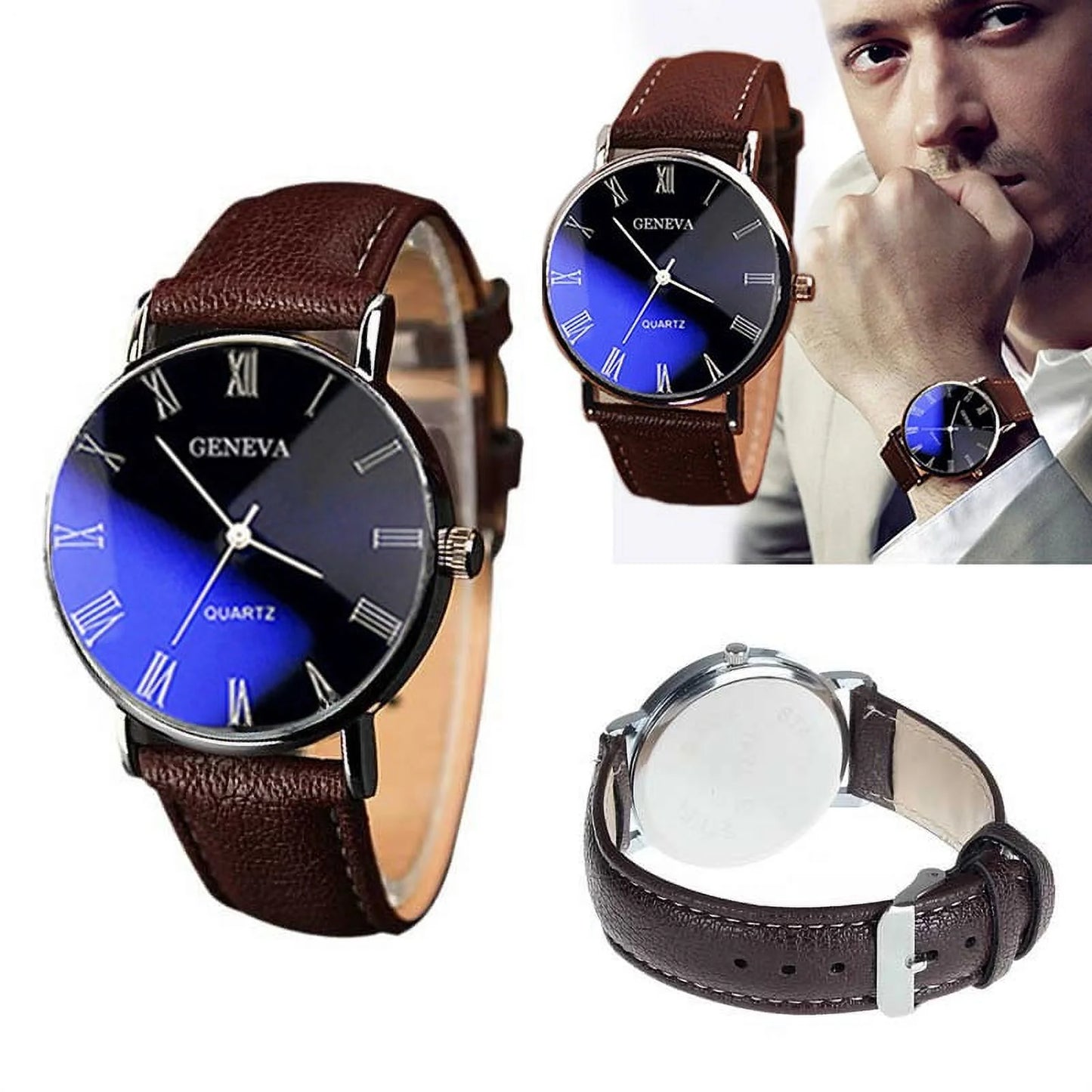Men'S Watch Fashion Luxury Faux Leather Mens Quartz Analog Watch Watches Watches for Men on Sale Clearance